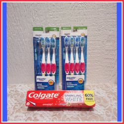 TWO NEW 4 PACKS OF SOFT TOOTHBRUSHES & A TOOTHPASTE (READ)
