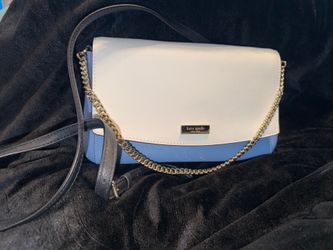 Authentic Kate Spade New York Colorblock Crossbody Purse – Blue & White – Excellent Condition)