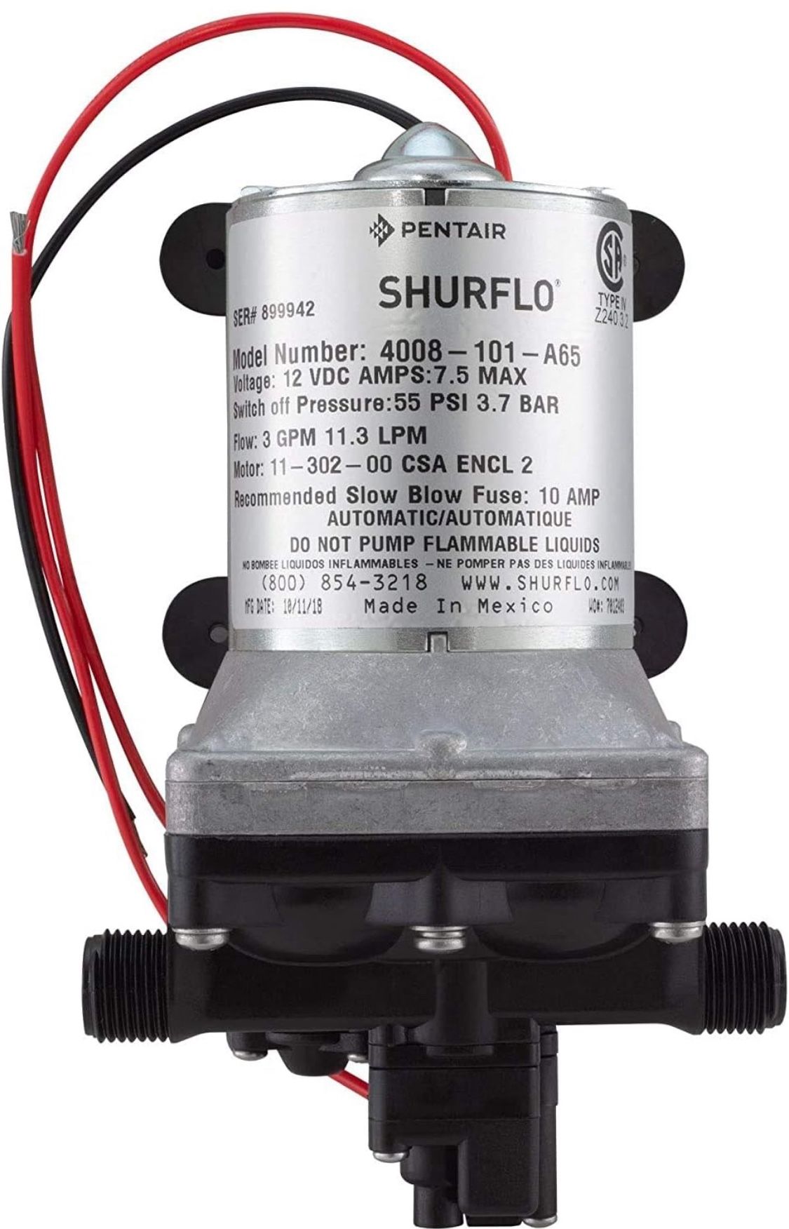 Open Box SHURFLO 4008-101-A65 New 3.0 GPM RV Water Pump Revolution, 12V