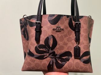 Coach Mollie tote crossbody in signature canvas with bow print