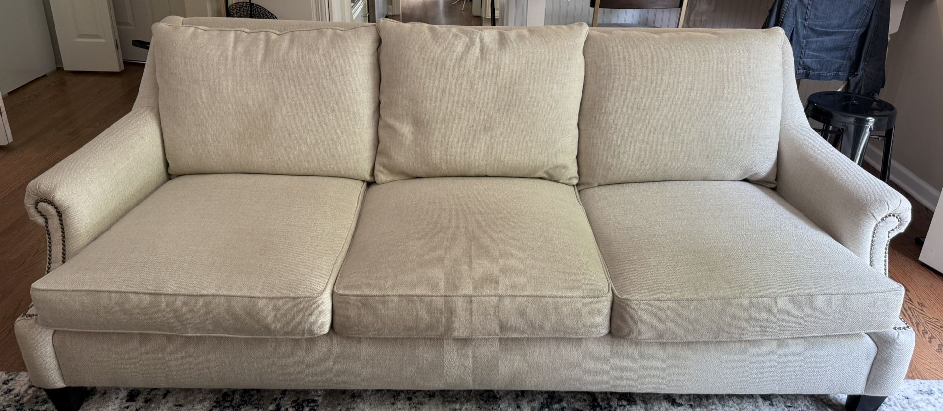 Off White Linen Blend Scotch Guard Sofa