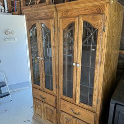 Wood And Glass Two Piece Cabinet