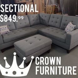 Grey Sectional W/ Ottoman Included 