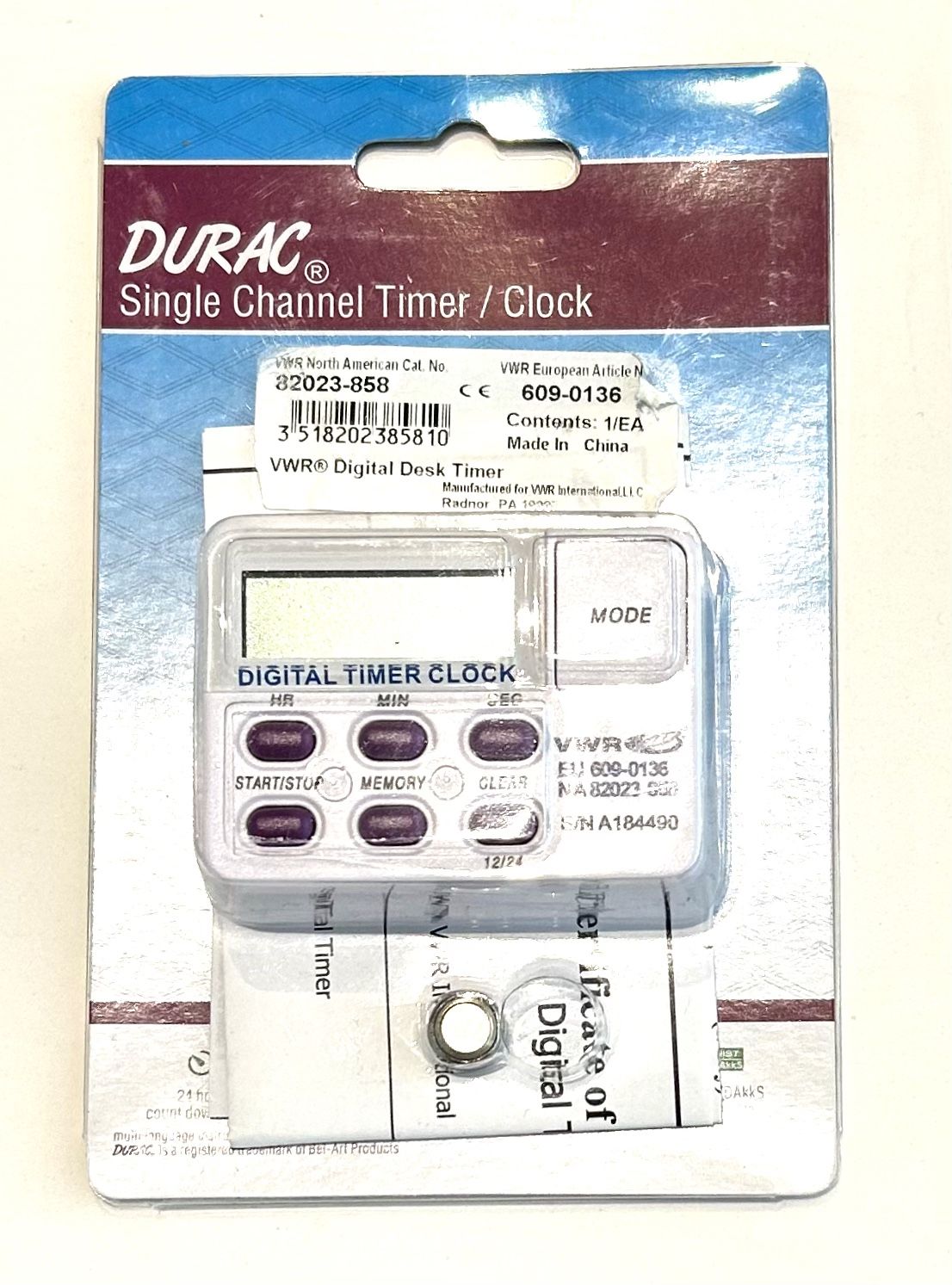 NEW! DURAC Single Channel Timer / Clock Gym/ Cooking/ Kitchen/Workout /school