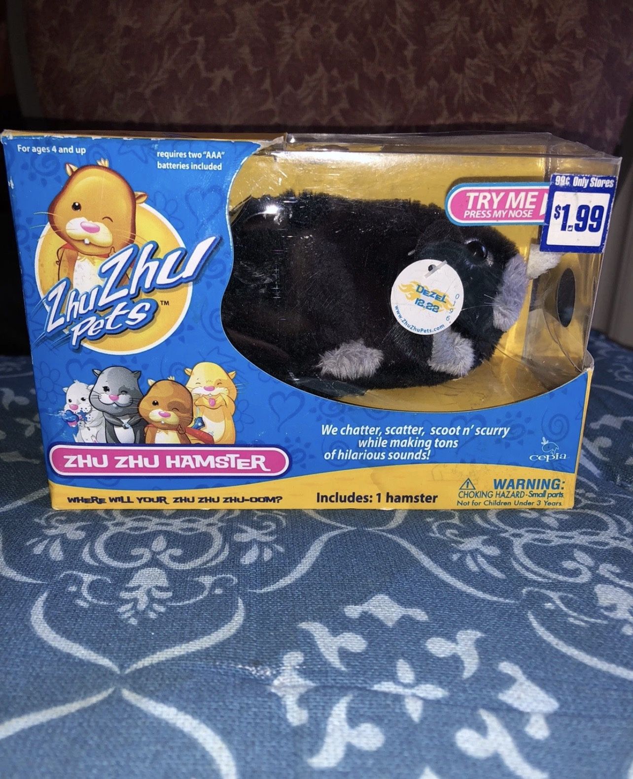 Zhu Zhu Pets Hamster Black And Grey Mistreated Box New
