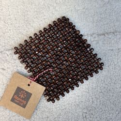 AARONG Gamari Wooden Beaded Square Coaster 4x4 Handcrafted Table Decor