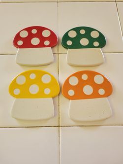 Mushroom Shaped Stoneware Drink Coaster. 