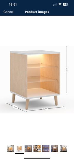 4.4 4.4 out of 5 stars (15) End Table LED Small Side Table with 2 Glass Shelves LED Farmhouse Bedside Table with Storage for Living Room, Bedroom and 