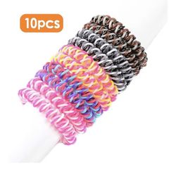 Spiral Hair Ties No Crease Elastic Ponytail Holders Phone Cord Traceless Hair Ring Suitable for All Hair Types 5 Colors,2pcs/color, Pack of 10