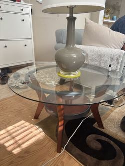Round Glass Top Coffee Table - Side End Table