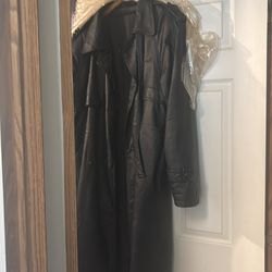 Leather trench coat