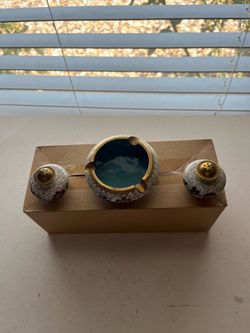 Vintage Old Chinese Cloisonné Decorative Ashtray & Salt and Pepper set, 1970s