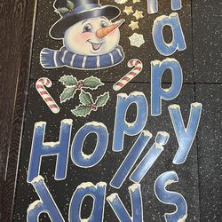 Magnet Snowman Happy Holidays Holiday Wall Chalkboard Fridge Christmas Decor Set