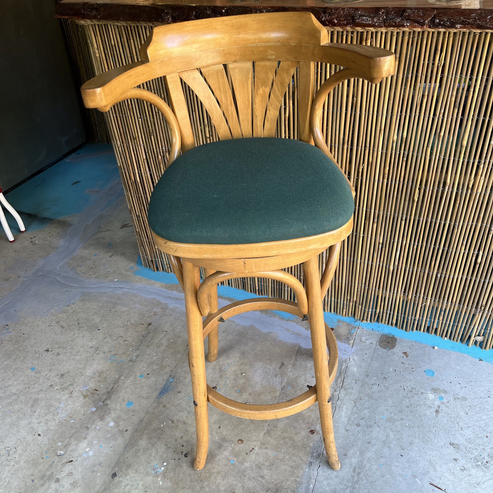  Vintage Wooden Swivel Bar Stool Chair