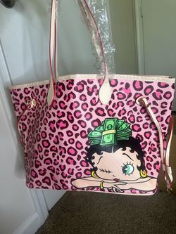 Betty Boop Pink Leopard Print Tote Bag