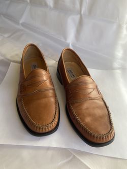 Alfani Men's Leather Loafers Sz 9.5 D Italy Brown Classic Timeless Versatile