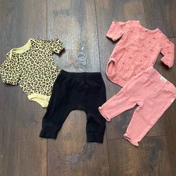 Lot of 4 Girls Shirts And Pants Size 0/3 Months By Old Navy #3