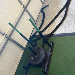 Weight sled with battle rope