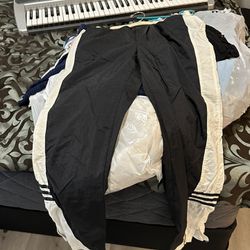 Athletic Adidas Windbreaker Pants With Extra Lining Inside .