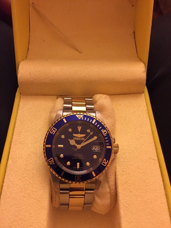 Blue gold and silver invicta watch