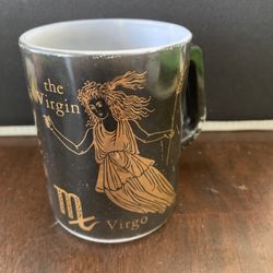 Vintage Virgo Federal Glass Black And Gold