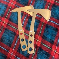 Two Golden Throwing Axe Snake Eye Tomahawks