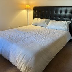 King Bed, Beautiful Leather Headboard, Memory Mattress