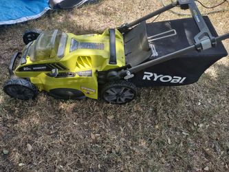 lawn mower RYOBI electric with battery and charger