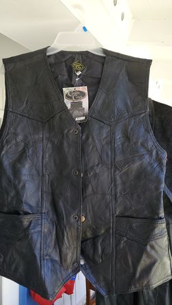 Leather biker vest medium