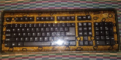 Leopard Rhinestone Bling keyboard
