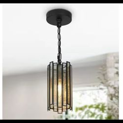 LNC Hemaaola 1-Light Modern Pendant Light w/Plated Mercury Glass & Black Chain