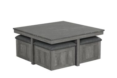 Modern Coffee Table Set with Storage Stools