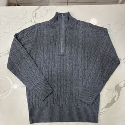 Loro Piana Baby Cashmere Gray Cable-Knit mock neck Size Large