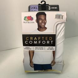 New Mens 2XL (50-52) Fruit Of The Loom 3pk Crew Tshirts 