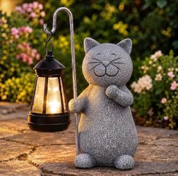 Solar Cat Garden Decor Statues