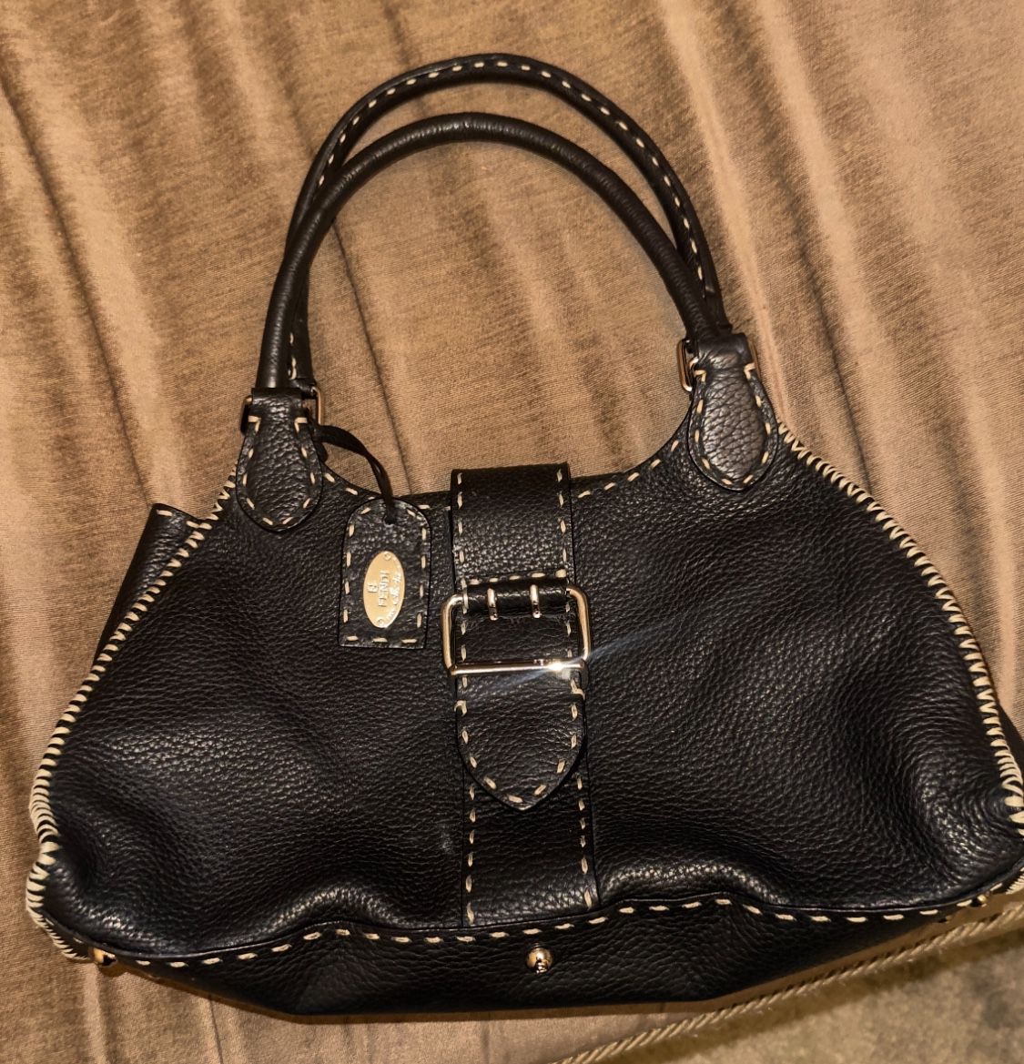 Fendi Handbag Selleria Leather Black Shoulder Bag