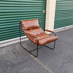 Cisco Brando Chair Leather Lounge Chair Wrought Iron Industrial Rustic Contemporary Modern