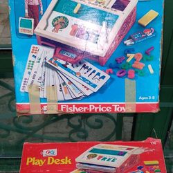 Vintage 1974 Fisher Price Play Desk With Box.