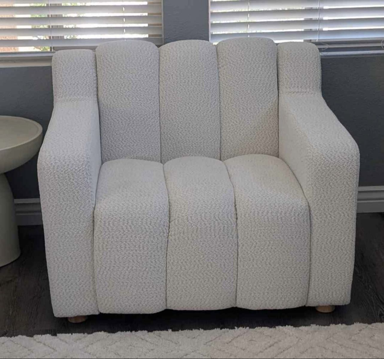 New Set of 2 Oversized White Chenille Accent Chairs