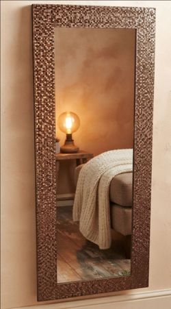 Rectangular wall mirror with a mosaic frame. 17" x 53". Like new!