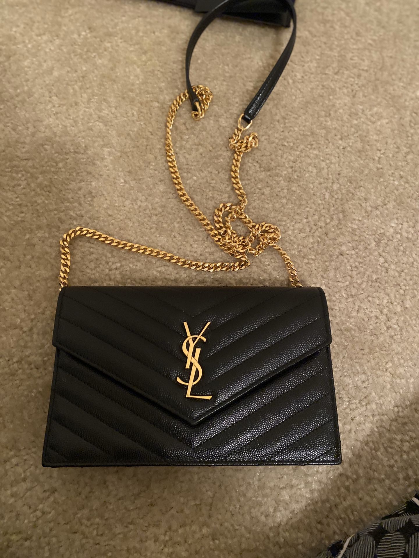 YSL Saint Laurent wallet on a chain crossbody