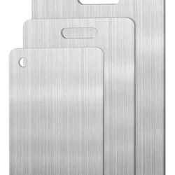 Stainless Steel Cutting Boards for Kitchen, 3 PCS Non Toxic Metal Chopping Board Set, Dishwasher Safe & Warp Proof