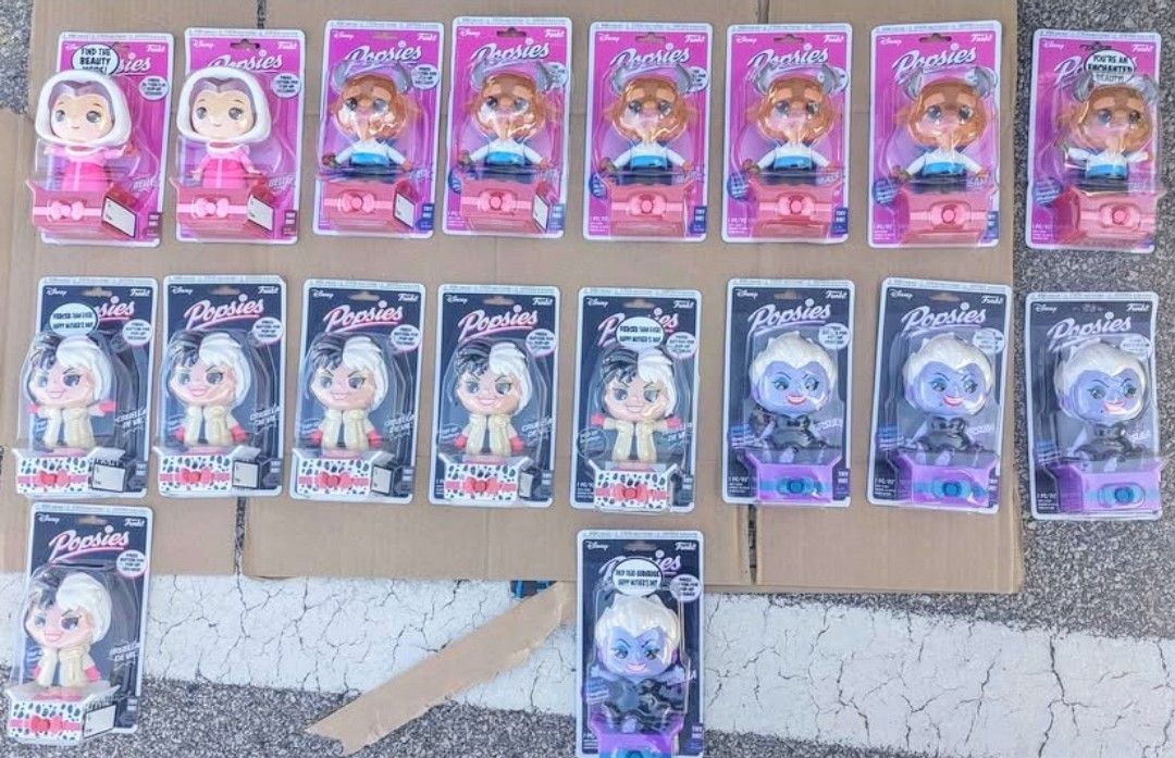 Disney Popsies - 18 Total, $3 each, NEW IN PKGS, Beauty & the Beast & Villians, DUPLICATES
TAKE ALL 18 FOR $50