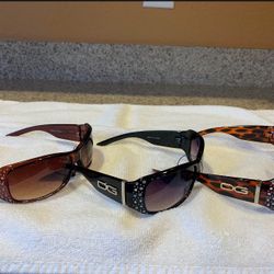 (3) Pair of New Women's DG Sunglasses with Rhinestones 