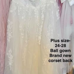 Wedding Dress Size 24-28 -Corset Back
