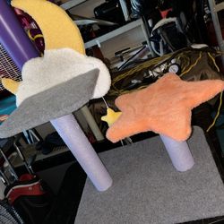 Petite moon, cat tree, post, and scratchers