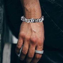 Curb chain silver bracelet