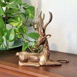 Vintage Brass Lying Deer