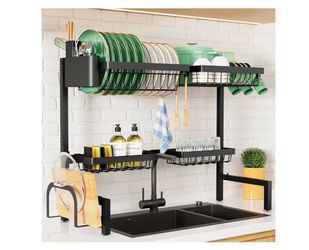 Adjustable Over The Sink Dish Drying Rack, 26.8" -33.9"x21.5" Sink Drying Rack for Kitchen