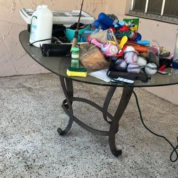 metal glass top table 